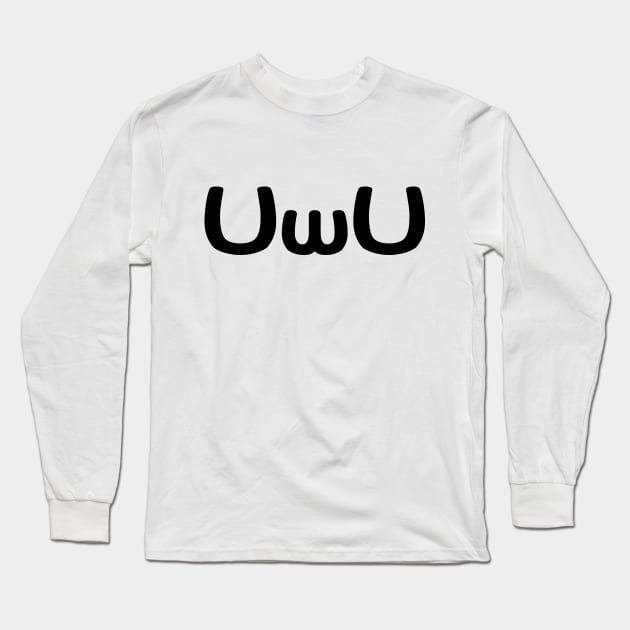 UwU Happy Anime Face Emoticon Long Sleeve T-Shirt by tinybiscuits